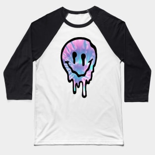 Tye Dye Drippy Smiley Face Baseball T-Shirt